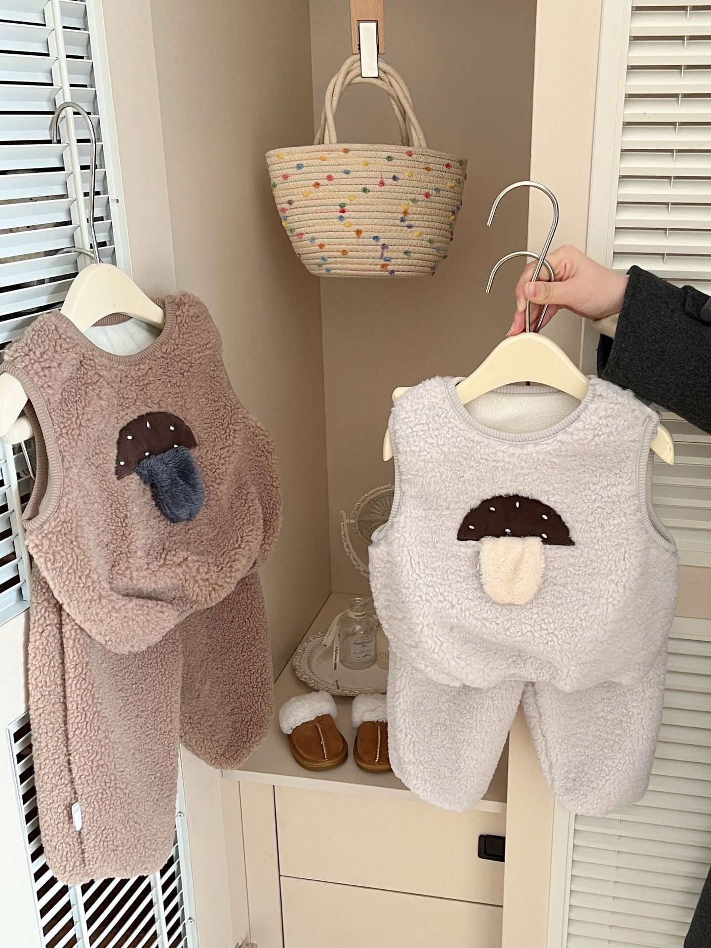 Korean Style Baby Fashion Winter Suit New Male and Female Baby Cute Fleece Padded Vest Warm Pants