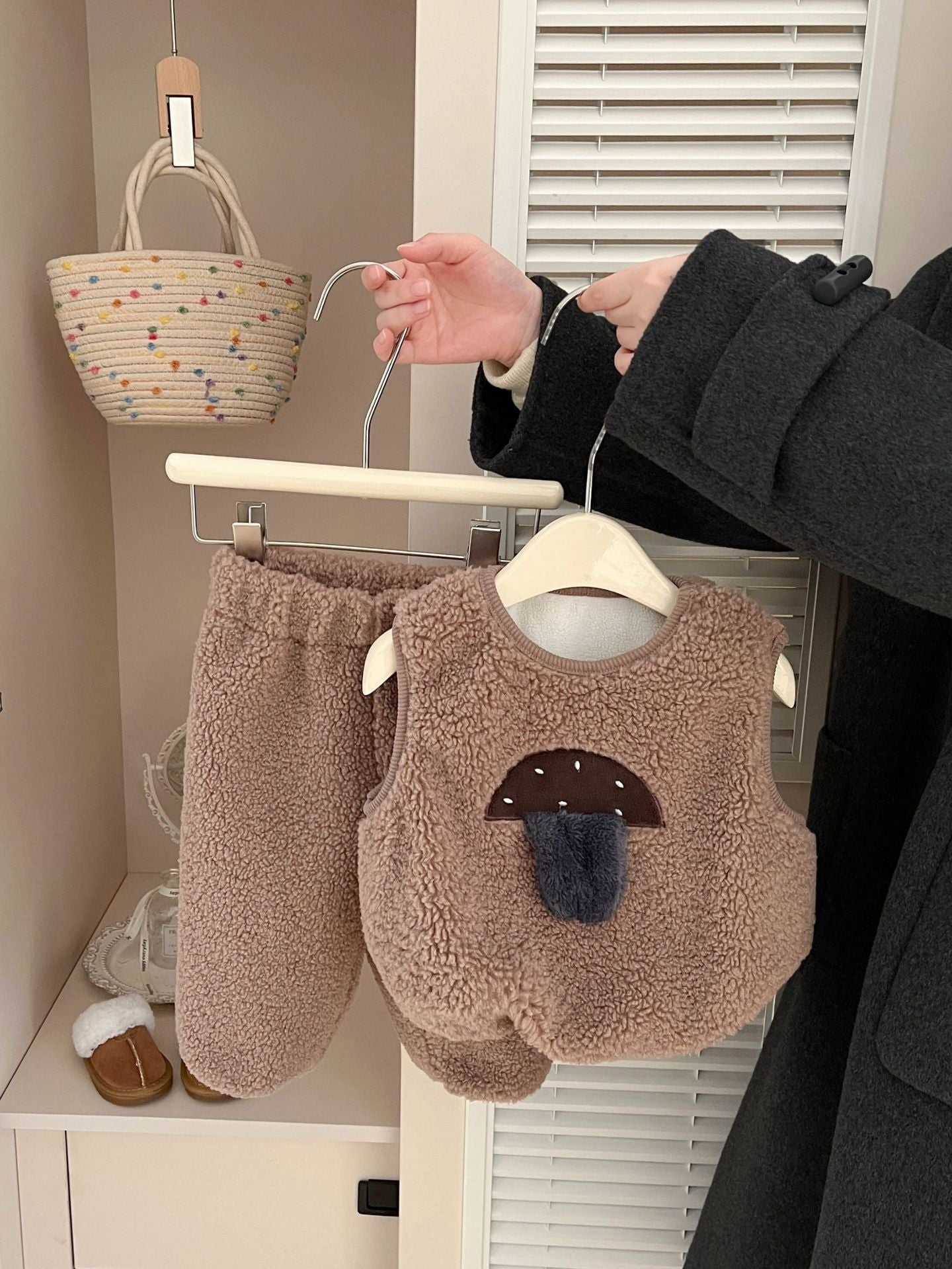 Korean Style Baby Fashion Winter Suit New Male and Female Baby Cute Fleece Padded Vest Warm Pants