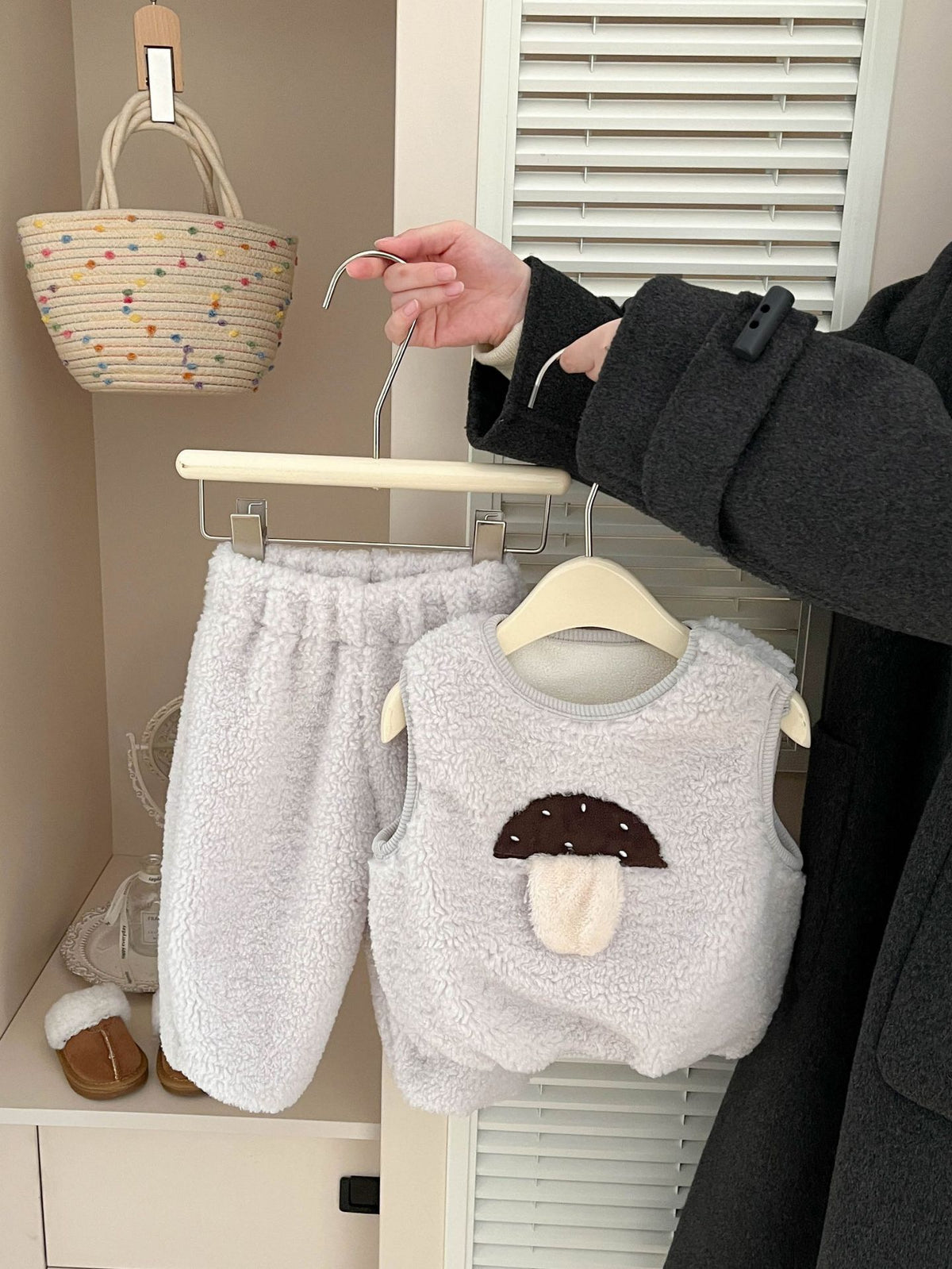 Korean Style Baby Fashion Winter Suit New Male and Female Baby Cute Fleece Padded Vest Warm Pants