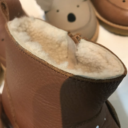 Leather lion boots fleece-lined