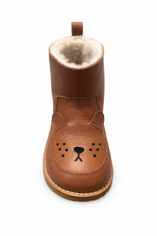 Leather lion boots fleece-lined