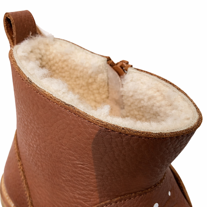 Leather lion boots fleece-lined