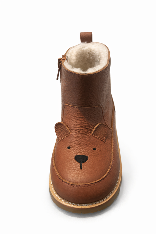 Leather bear boots fleece-lined