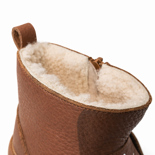 Leather bear boots fleece-lined