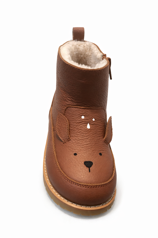 Leather deer boots wool fleece-lined